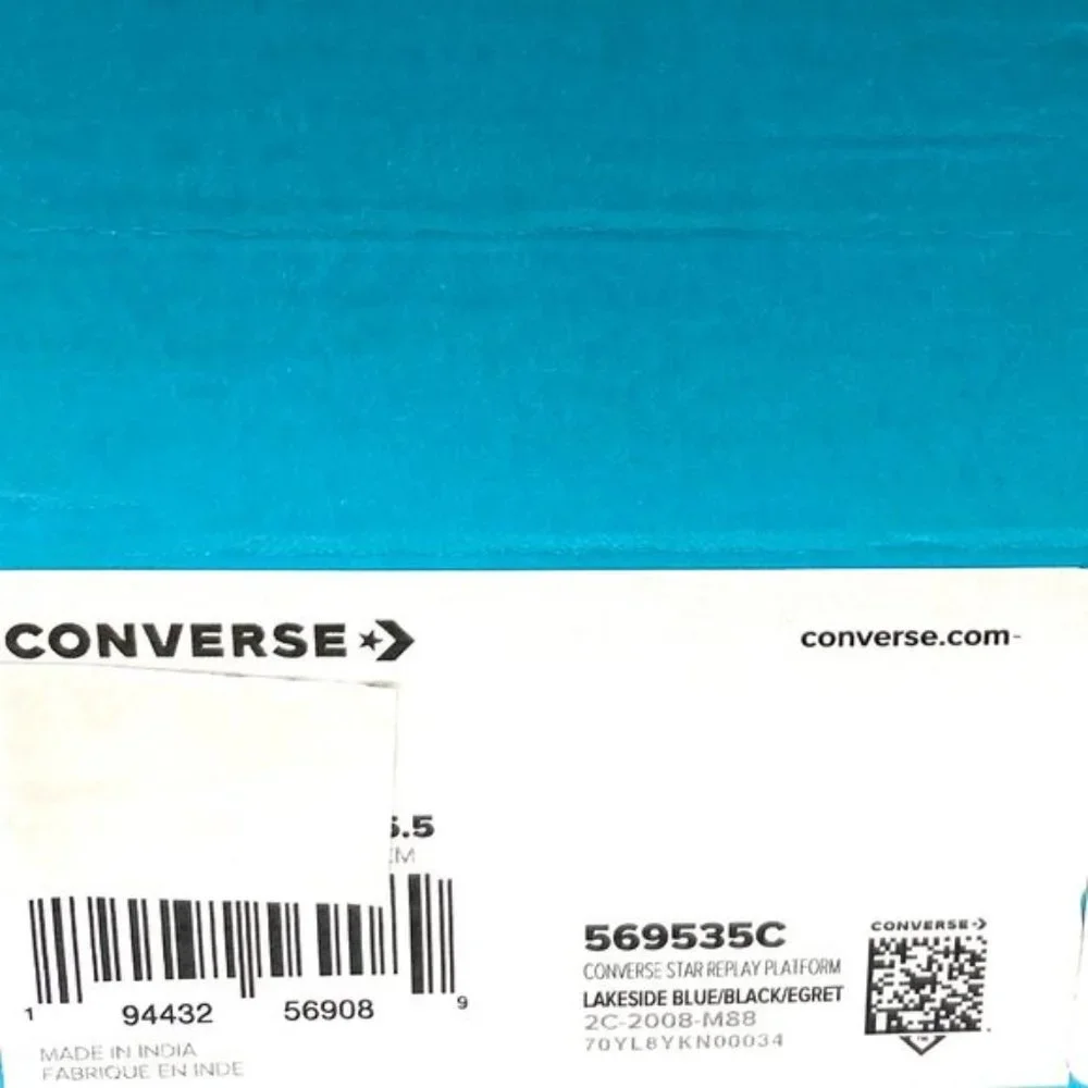 Converse Women's 569535C Star Replay Platform Lakeside Blue Faux Leather Sneaker - Picture 9 of 9